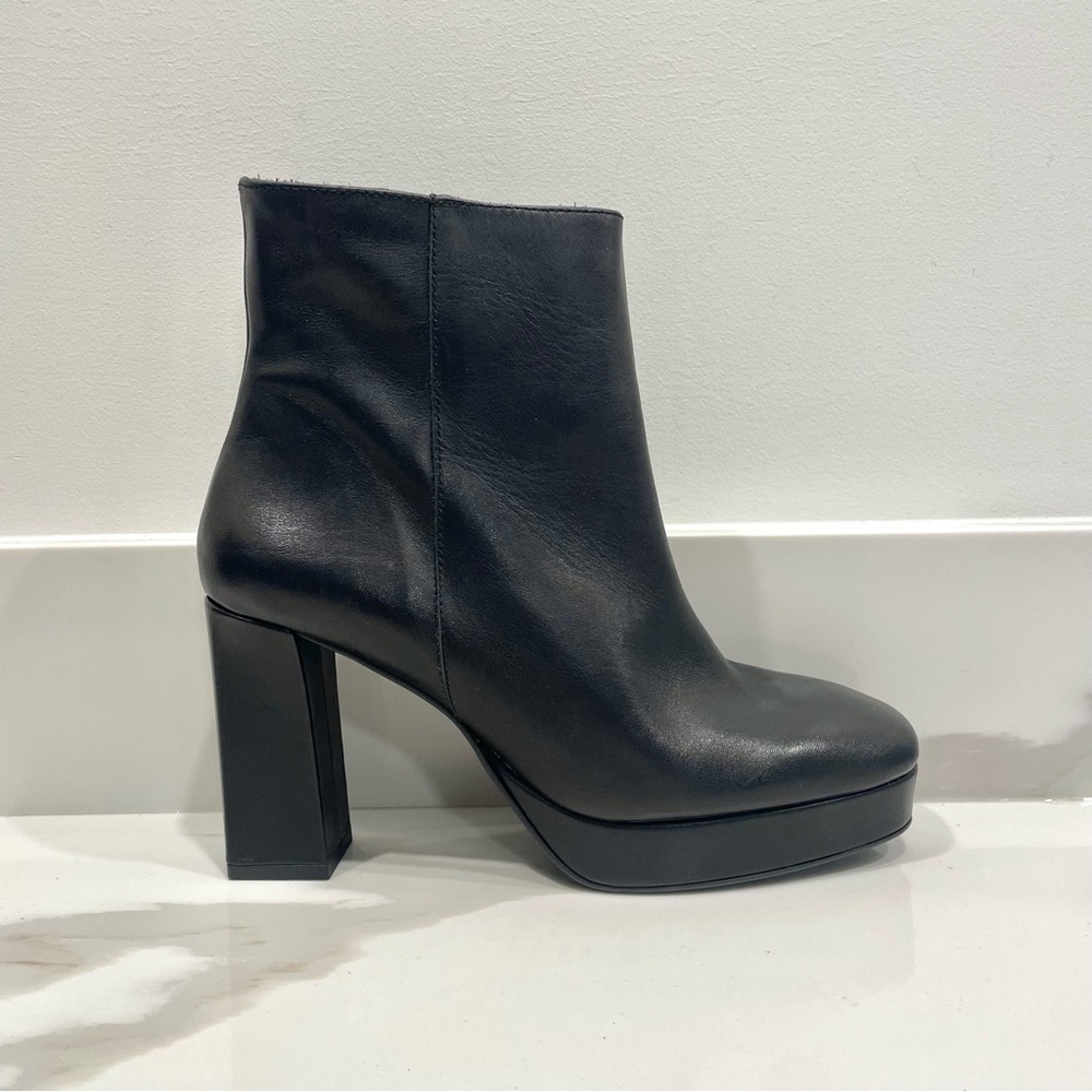 NEW Marian Black Leather Platform Block Heel Boots (size 37)